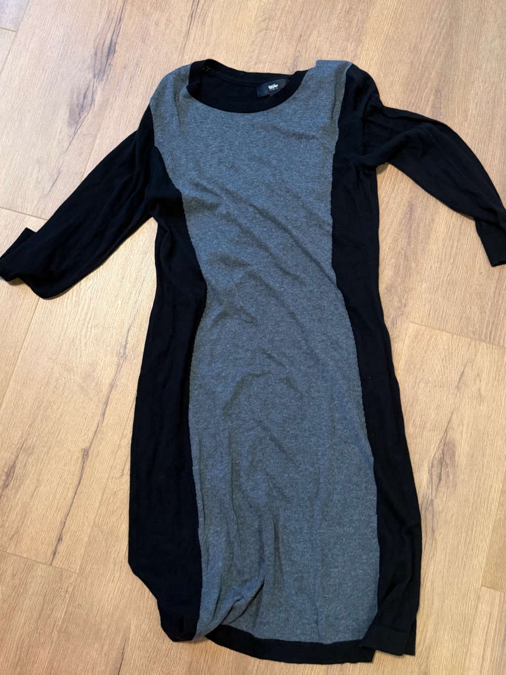 Mossimo Supply Co. Black and Gray Long-Sleeve Panel Dress